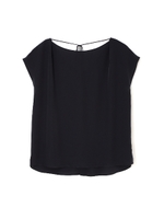 [ウォッシャブル]パウダーデシンバックリボンブラウス/ブルー(110)