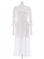 レース生地ロングワンピース/ホワイト