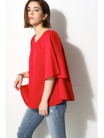【AZUL by moussy】2WAYポンチョプルオーバー/RED