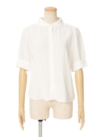 【F i.n.t】ボリューム袖マリンカラーシャツ/L/BLUE/WHITE