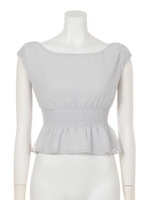 後ろリボンフレンチシャーリングブラウス/ライトブルー