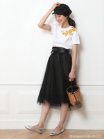 チュールプリーツスカート/ピンクベージュ