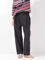 ベルト付リネンテーパードパンツ/ネイビー