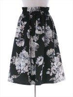 花柄ウエストギャザースカート/グレー