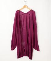 裾透かし袖リボンカーディガン