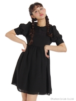 ハイウエスト切替ドーリーパフOP/ブラック