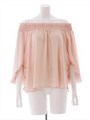 ボリューム袖スモッキングブラウス/ピンクベージュ