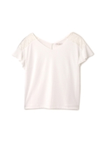 ショルダーレースVネックブラウス/ホワイト(030)