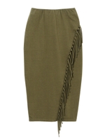 フリンジカットロングスカート/KHAKI