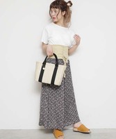 スリット入り柄スカンツ