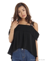 ベルトストラップ付きオフショルTOPS/オフホワイト