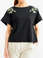 刺繍Tシャツ/ブラック