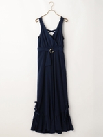 裾スリットリボンオールインワン/ピンク