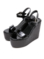 グリッターストラップサンダル/ブラック