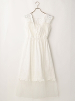 チュールｘコットンロングワンピース/ピンク