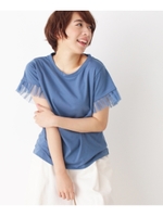 天竺チュール袖プルオーバー/ブルー(092)