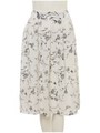 花柄シフォンタックフレアスカート/サックス
