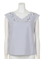 スカラ刺繍ブラウス(ストライプ)/ストライプ