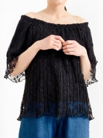 プリーツレースオフショルプルオーバー/D/ピンク