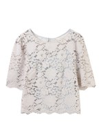 【ブラウス】レース5分袖ブラウス【セットアップ対応】/キャメル