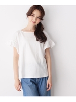 【接触冷感・吸水速乾】袖フリルプルオーバー/ホワイト系(002)