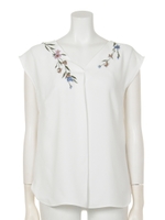 刺繍フレンチブラウス/特殊ホワイト