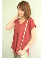 バックツイスト綿レーヨンブラウス/レッド(100)