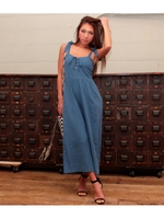 【Latina】レースアップショルダーリボンオールインワン/ブルー(019)