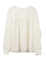 【ブラウス】プリーツチュールブラウス/ホワイト