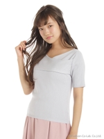 カシュクール5分袖ニット/グレー系