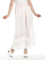 コットンレースフリルワイドパンツ/ピンク