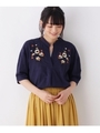タンク付きシャドーチェック刺繍ブラウス/カーキ(027)