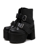 ダブルベルト厚底ブーツ/ブラック