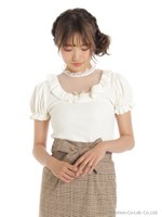 チュールヨークのフリルパフTOPS/ピンク