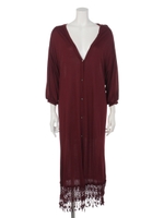 フリンジレースワイドカーデ/レッド