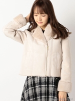 プティリボンフェイクムートンライダースブルゾン/ベージュ