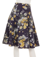 ペイントフラワープリントスカート/ネイビー