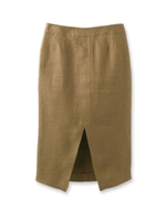 リネンニ重織りスカート/モスグリーン(024)