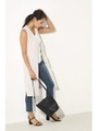 【AZUL by moussy】カットリブスリットジレ/L/GRY