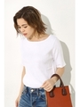 【AZUL by moussy】ガーター編み5分袖ニットプルオーバー/柄BRD