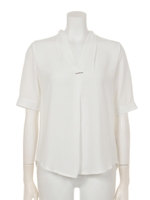 【chille anap】金具付半袖スキッパートップス/WH