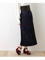 クラッシュベロアプリーツマキシスカート/ネイビー(093)