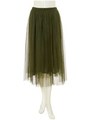 プリーツチュールロングスカート/カーキ