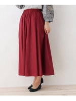 ペーパー加工フレアスカート/レッド(062)