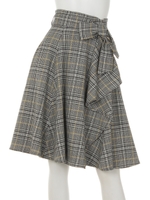 ラップ風チェックフレアスカート/ラズベリー