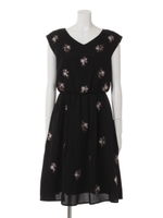 刺繍ブラウジングワンピース/ブラック