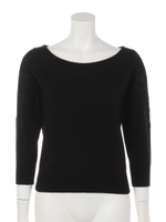 レースシアー切替7分袖ニット/オフホワイト