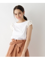 レーススリーブカットソー/ネイビー(393)