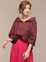 ドロストスリーブオフショルブラウス/ネイビー