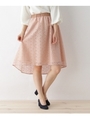 フラワーレースミモレ丈スカート/ピンク(072)